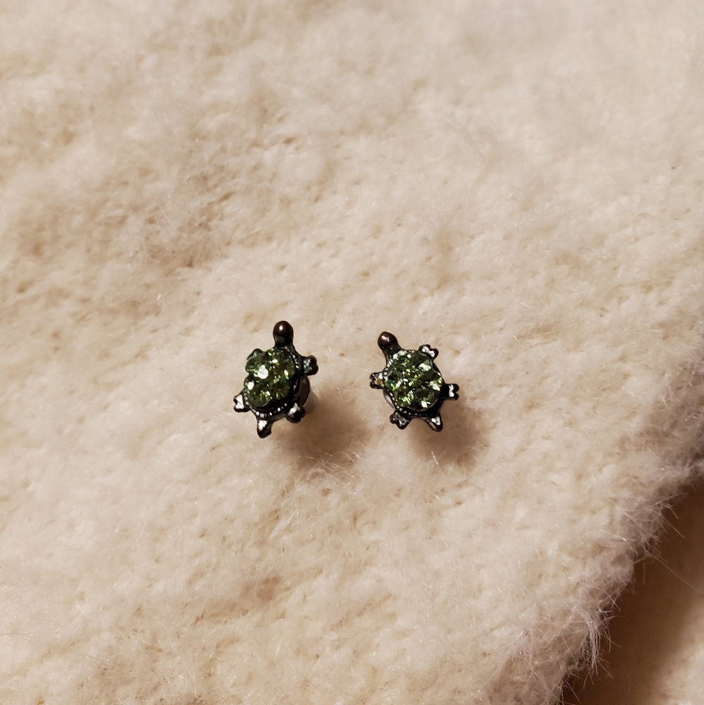 Rhinestone Turtle Earrings